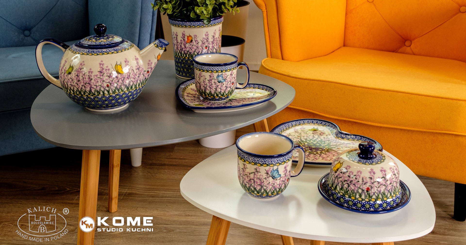 lawender pattern ceramika kalich bolesławiec